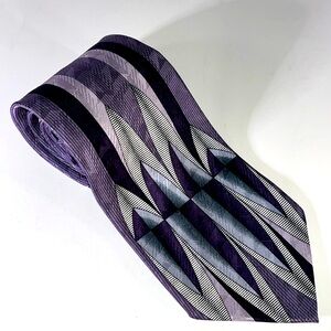 FRANCO BOTTA Mens Vintage Silk Purple & Black Abstract Pattern 58" x 4" Neck Tie